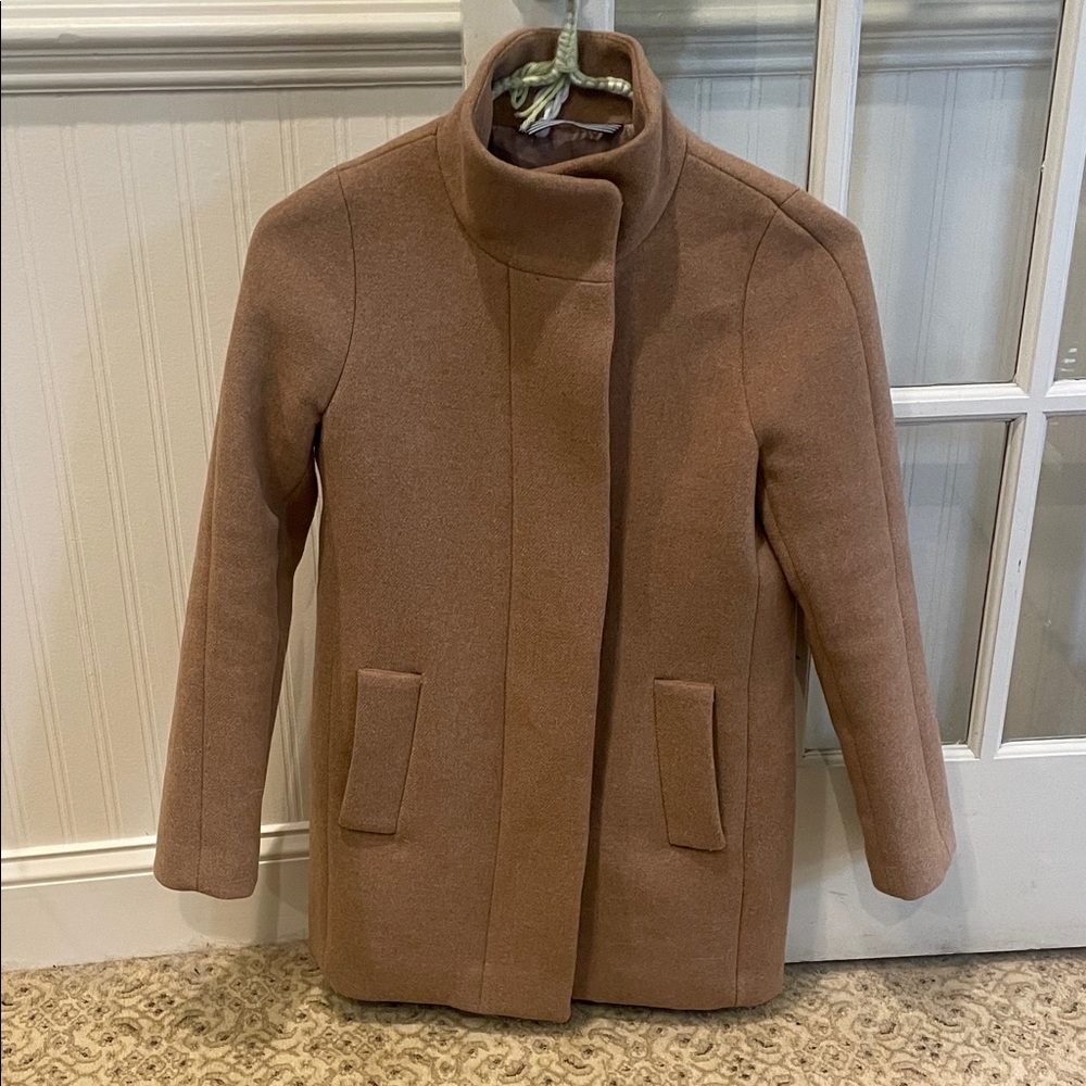 J.Crew Dark Tan Coat with High Collar